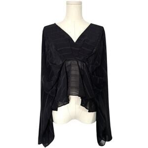 Lulus Satin Plisse Top Women S Witchy Fairy Grunge Whimsigoth Batwing Gothic